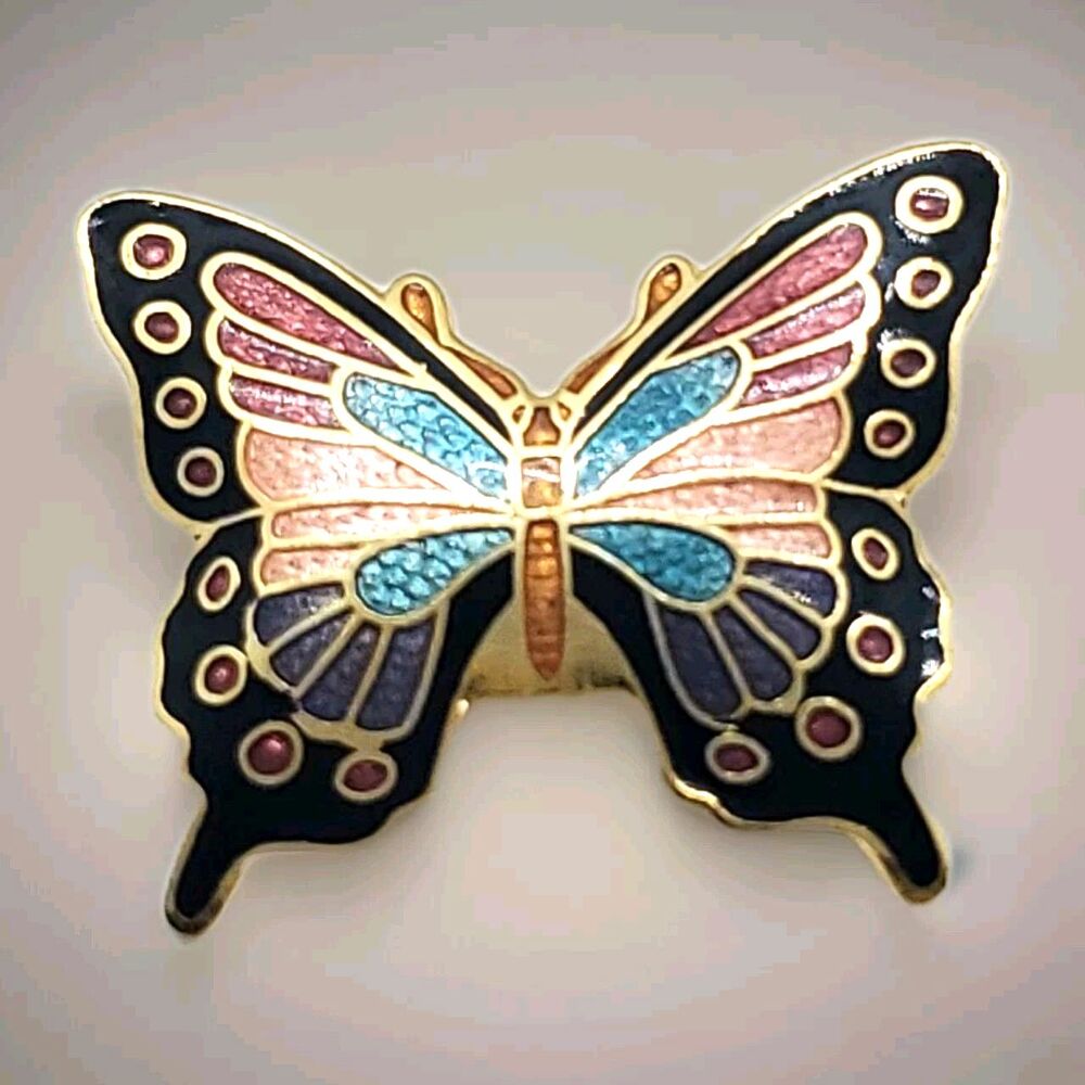 Enamal Butterfly Brooch Colorful Cloisonne Lapel Pin  Bohemian Costume Jewelry